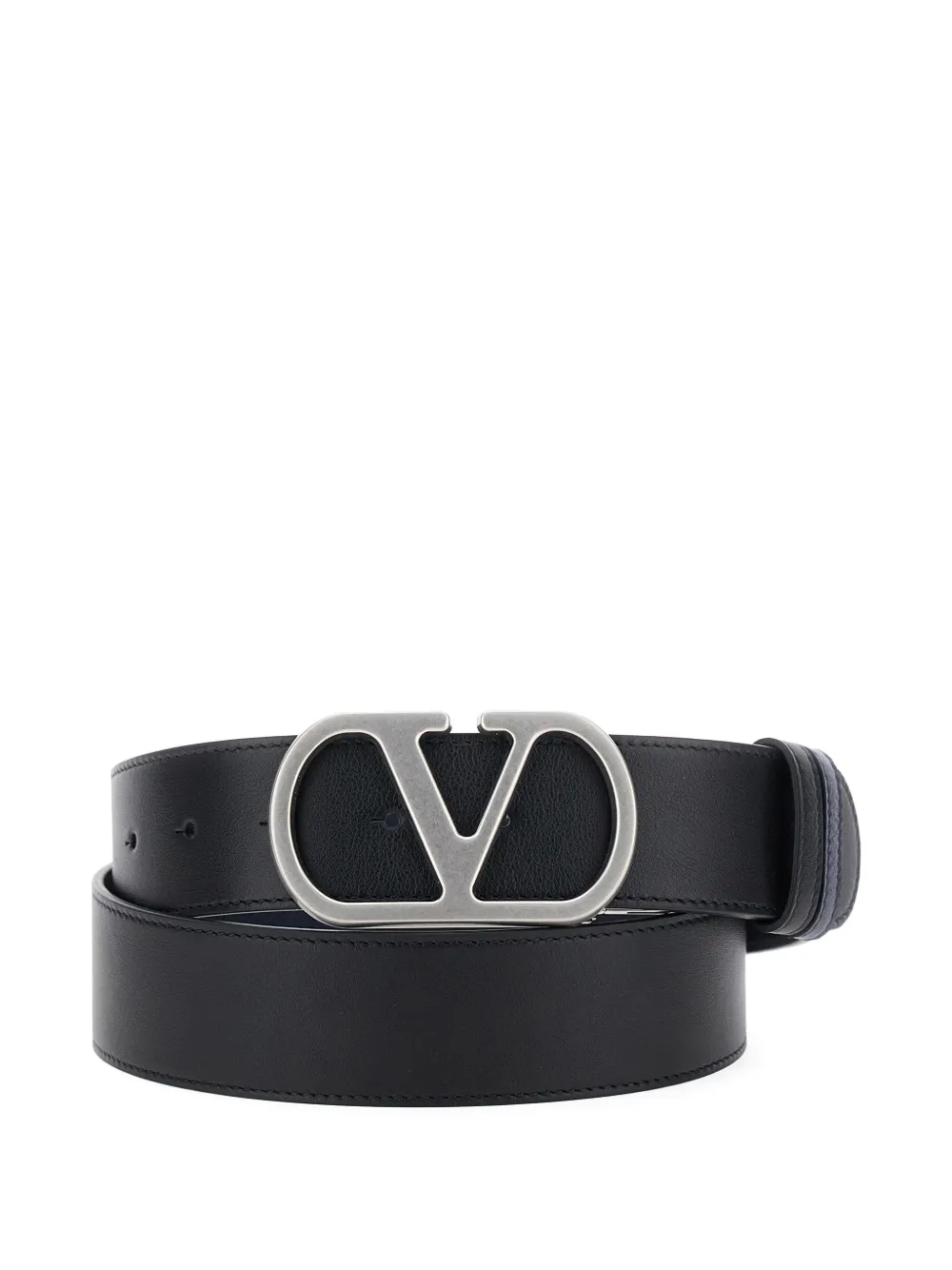 Valentino Black Reversible Vlogo Buckle Belt In Black