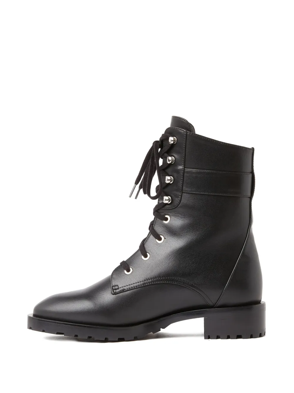 Stuart Weitzman Pearl-embellished Buckled Combat Boots In Animal Print