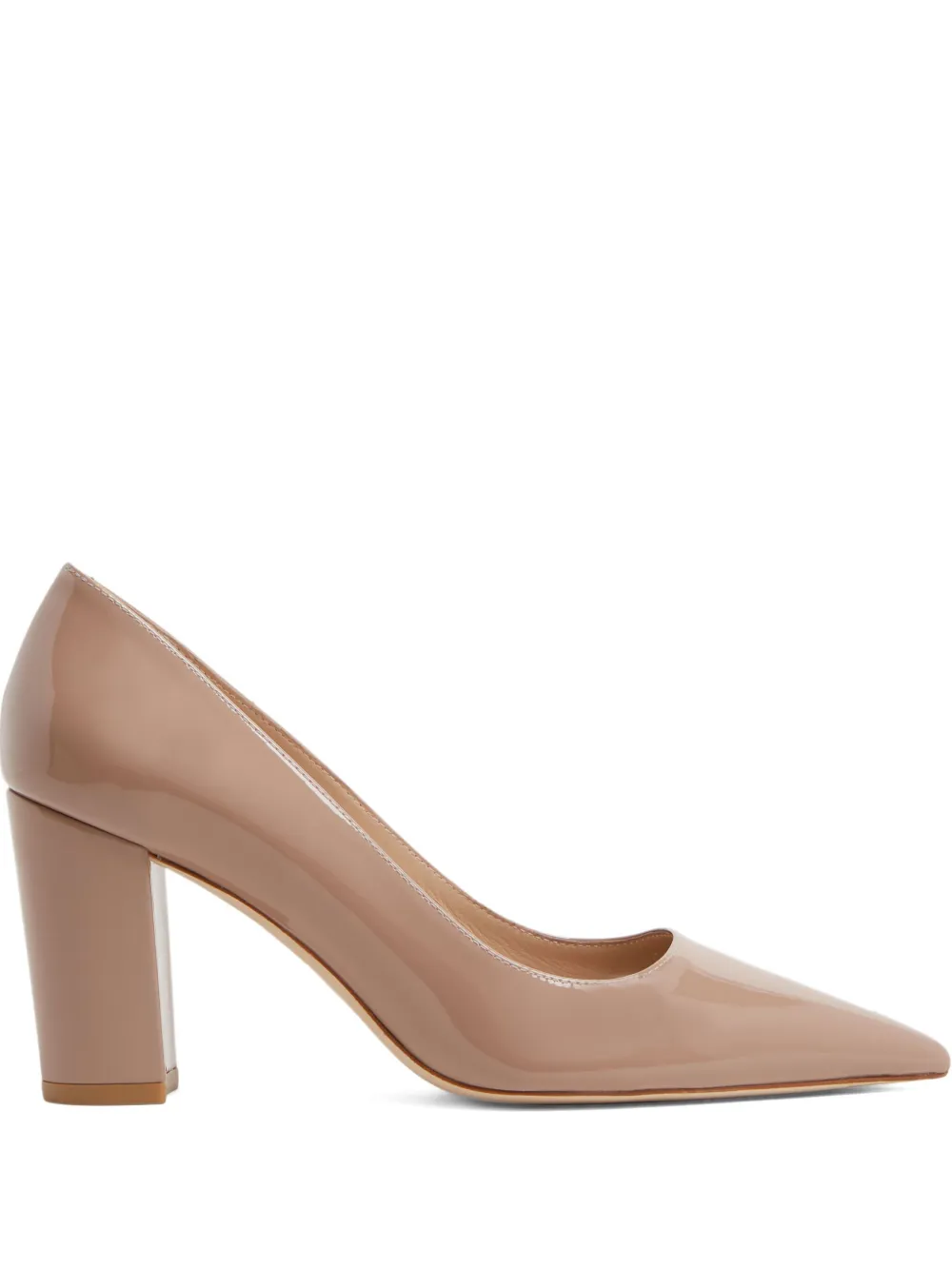 Stuart Weitzman 85mm Stuart pointed block-heeled  pump | Neutrals | Image 1
