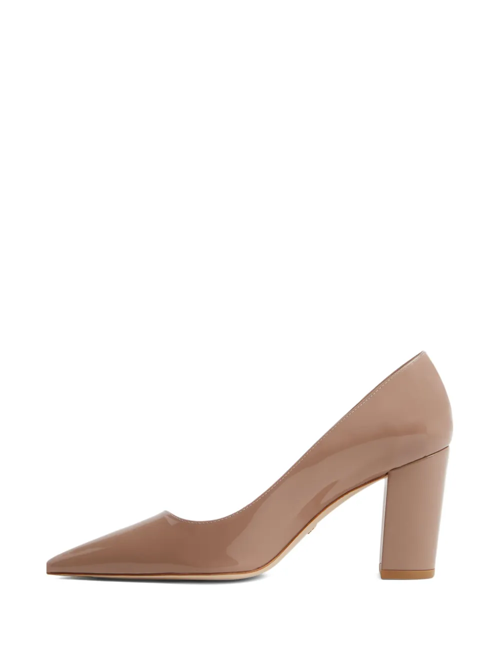Stuart Weitzman 85mm Stuart Pointed Block-heeled Pump In Neutral