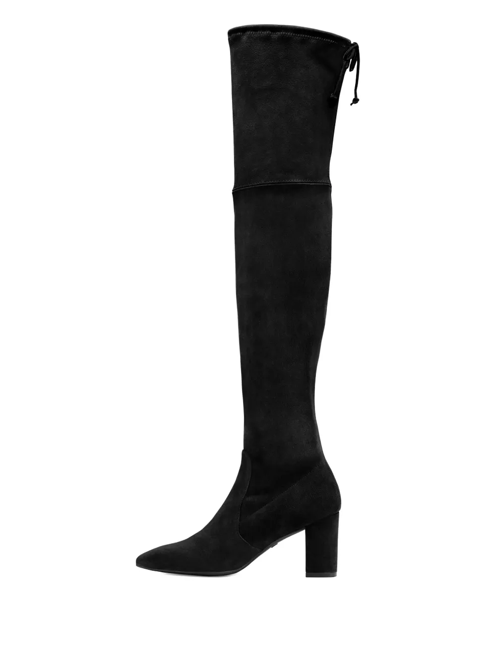 Stuart Weitzman 75 mm Lesley overknee laarzen met gestrikte achterkant Zwart