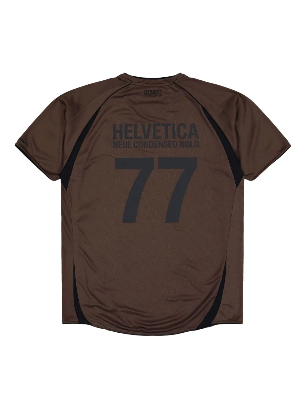 VETEMENTS Trademark Football number-77 panelled jersey - CHOCOLATE BROWN