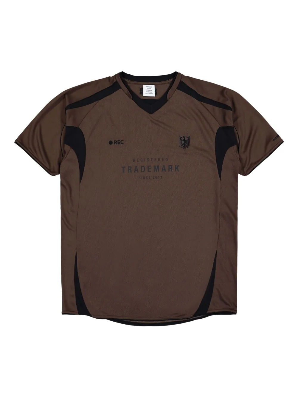VETEMENTS Trademark Football Number-77 jersey met vlakken CHOCOLATE BROWN