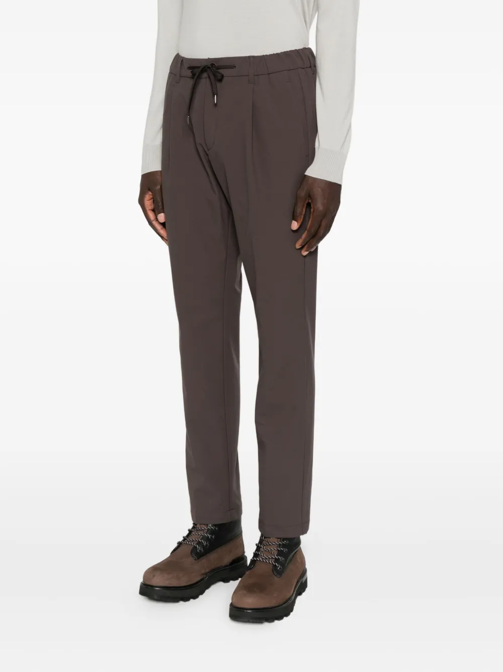Herno Pleated Drawstring Trousers In Brown