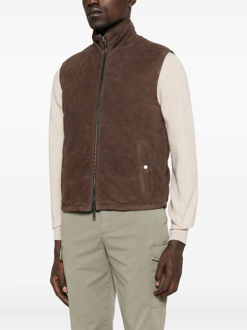 Barba Gewatteerde suède bodywarmer Bruin