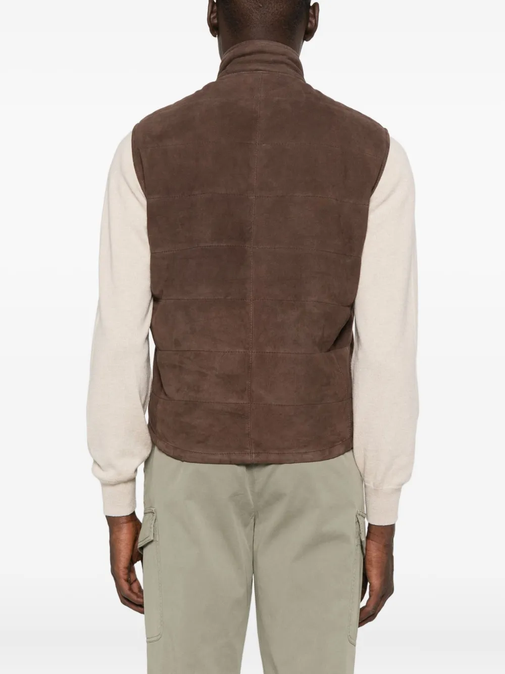 Barba Gewatteerde suède bodywarmer Bruin