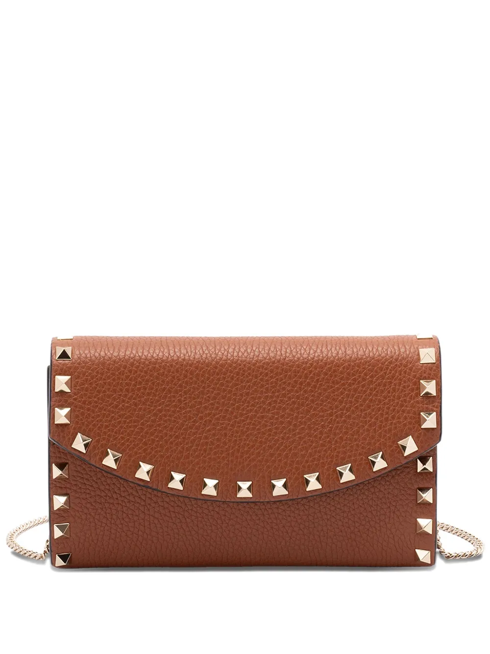 Valentino Garavani studded leather chain shoulder bag - Marrone