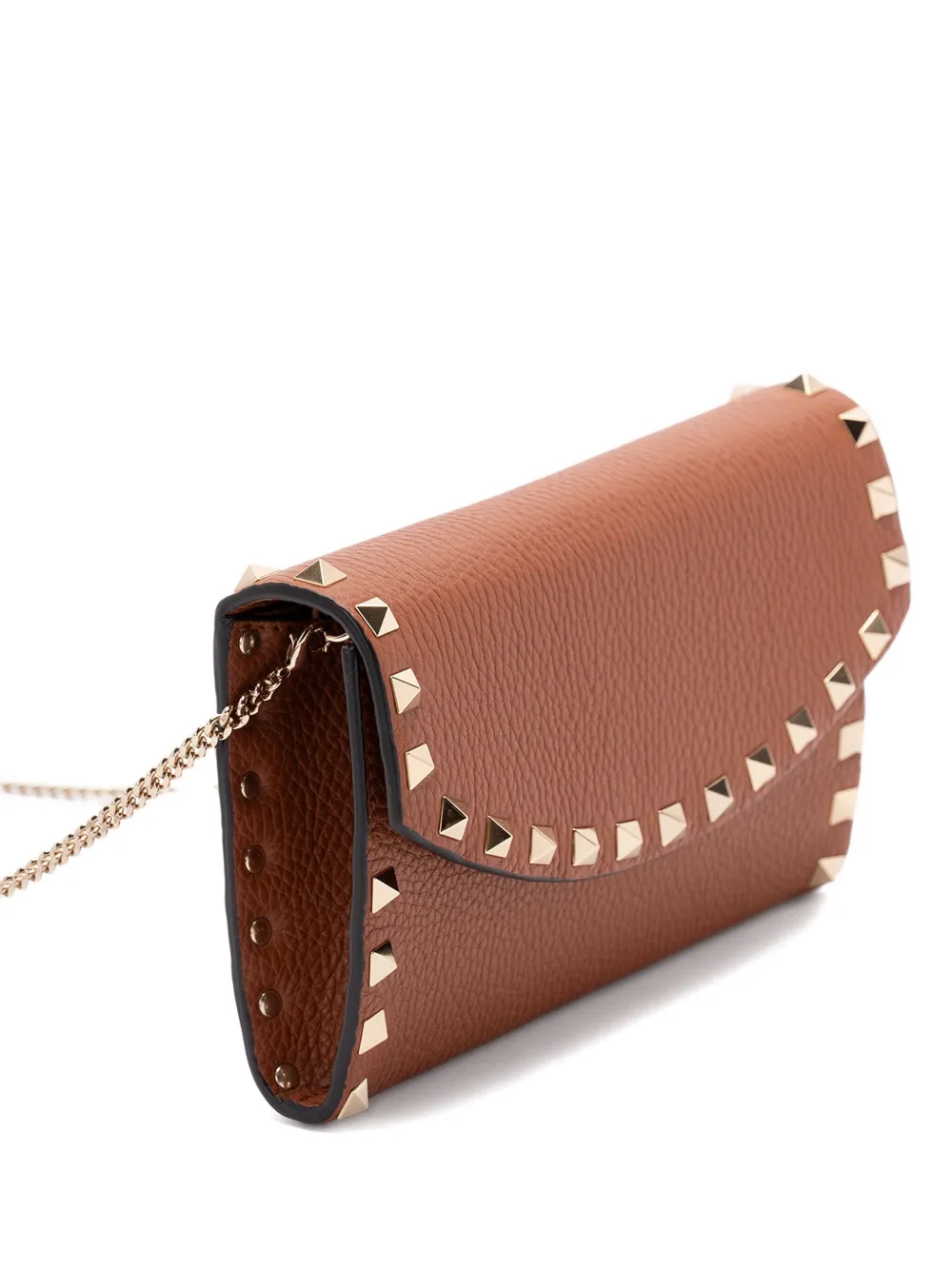 Valentino Garavani Leren schoudertas met studs en ketting Bruin
