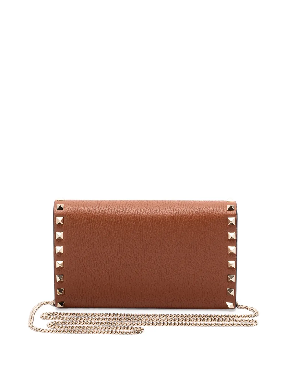 Valentino Garavani Leren schoudertas met studs en ketting - Bruin