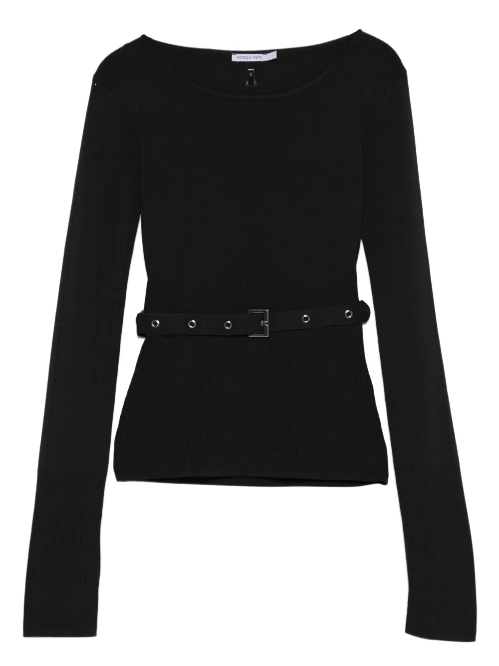 Patrizia Pepe belted ribbed top | Black | Image 1