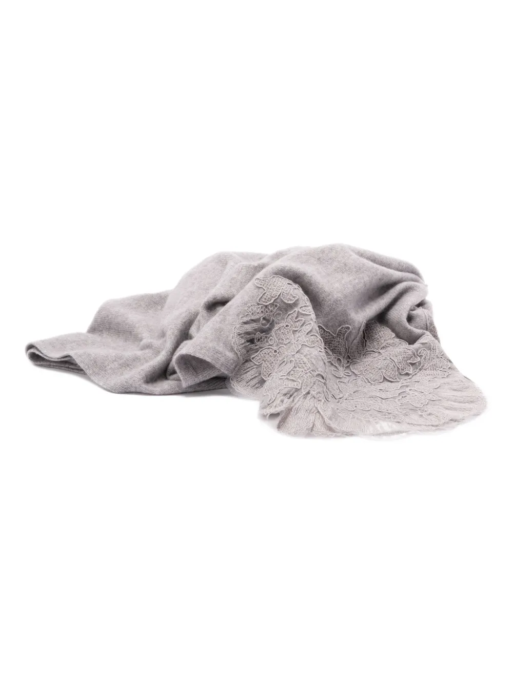 Ermanno Scervino lace-embellished cashmere scarf - Grijs