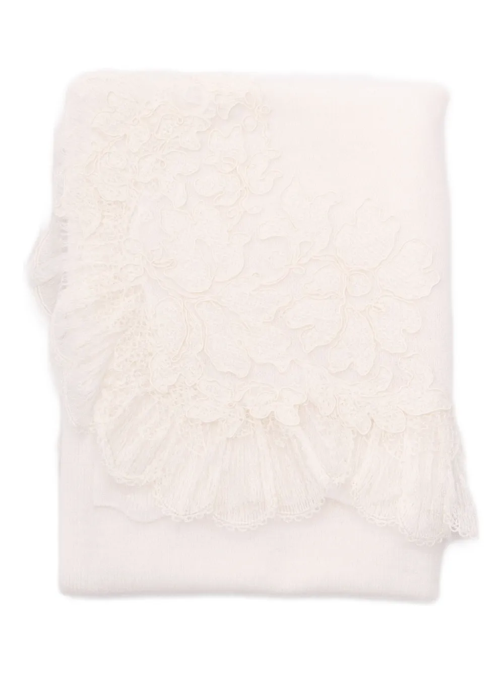 Ermanno Scervino Lace-trimmed Cashmere Scarf In White