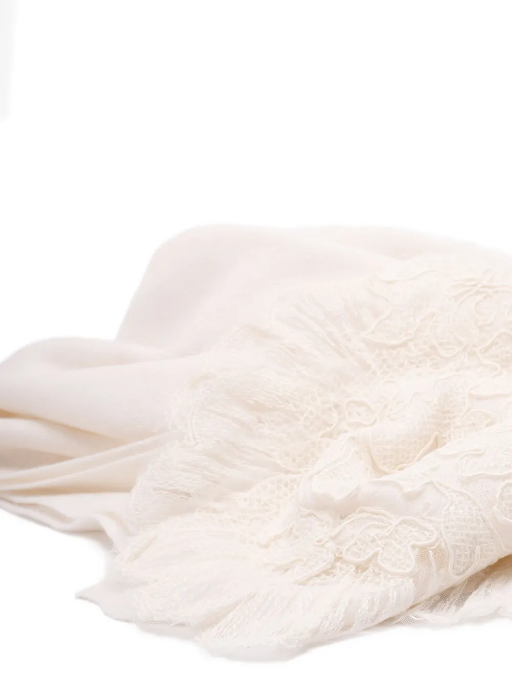 Ermanno Scervino lace-trimmed cashmere scarf - Wit
