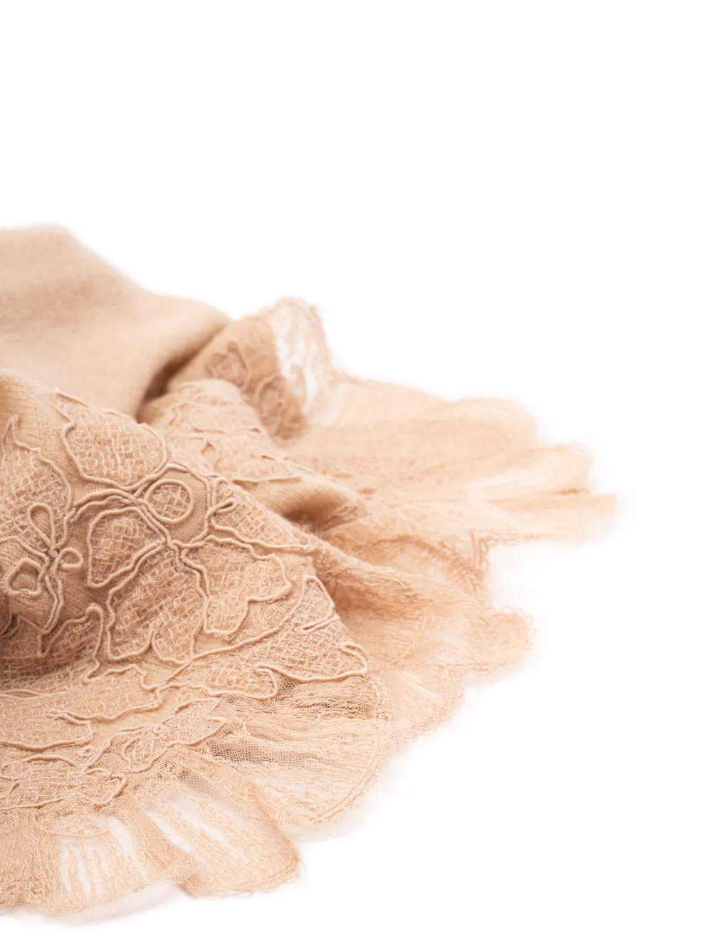 Ermanno Scervino Kasjmier sjaal verfraaid met kant Beige