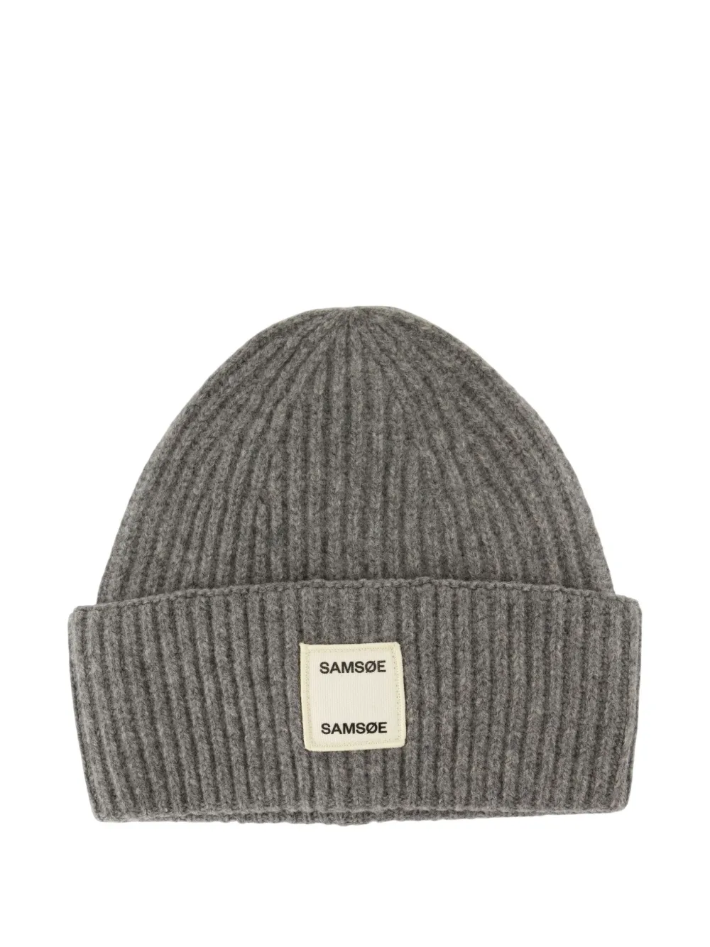Samsoe & Samsoe Ribbed Wool Beanie In Gray