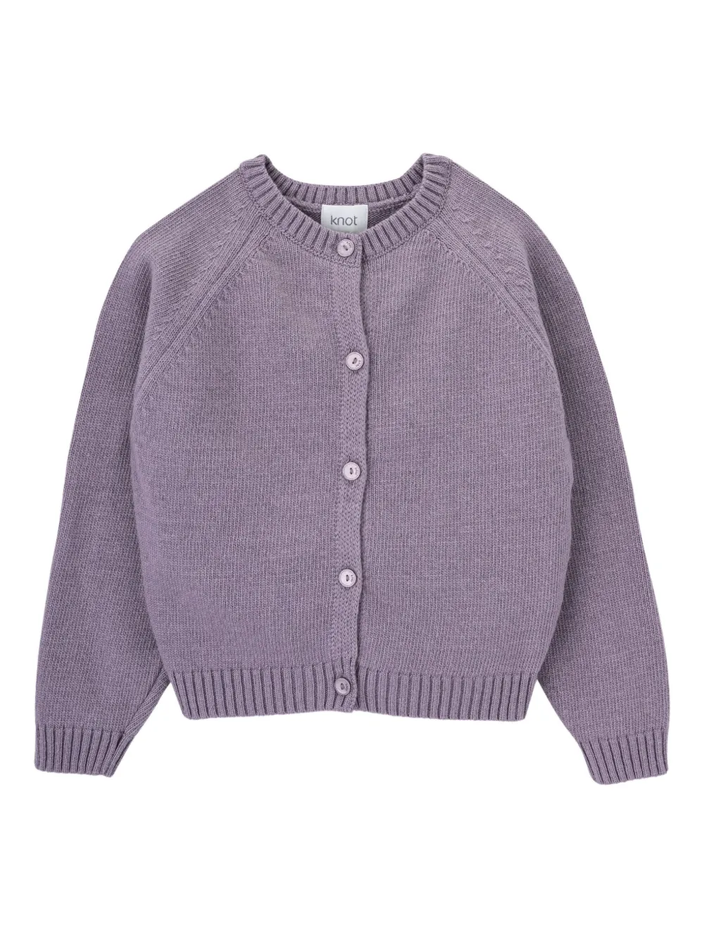 Knot Mae Button-front Cardigan In Purple