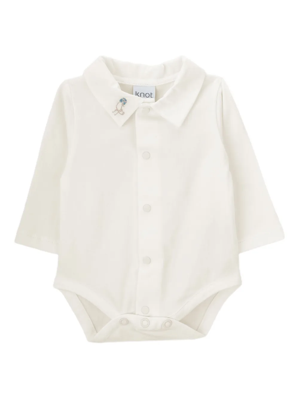 Knot Body con ricamo Mr. Bird - Bianco