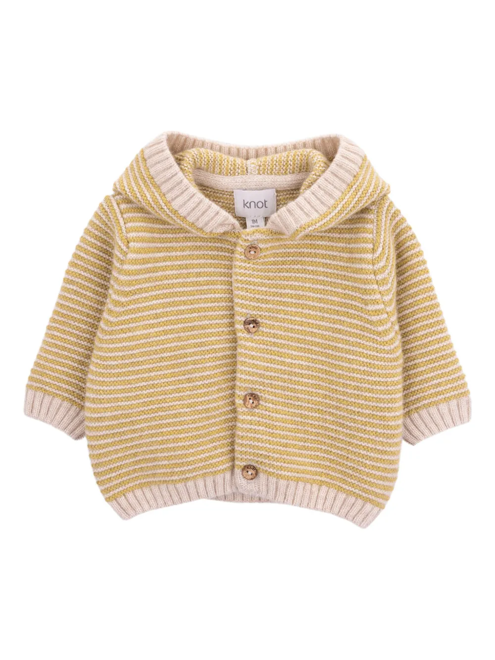 Knot cardigan rayé à capuche | jaune | Image 1