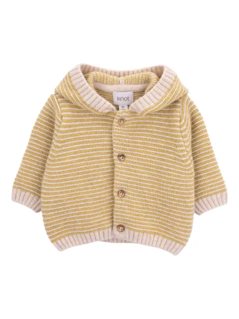 Knot hooded striped cardigan