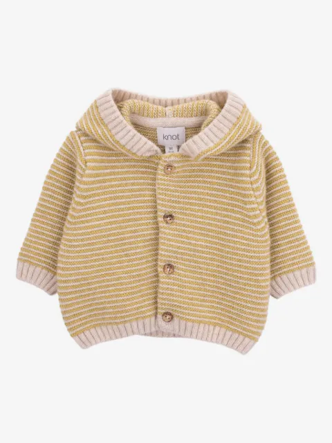 Knot hooded striped cardigan