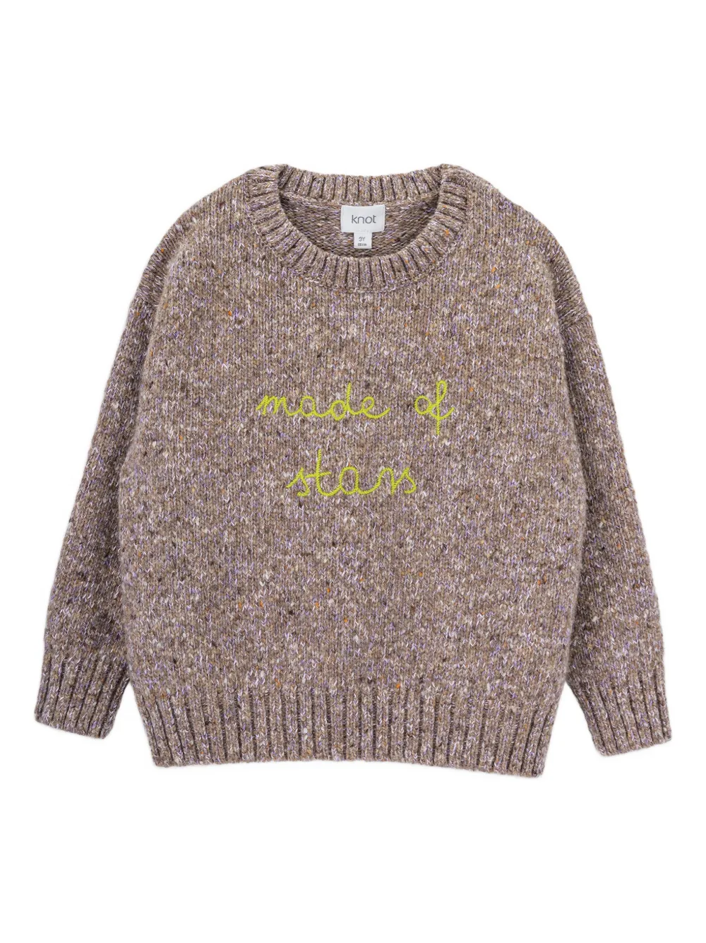 Knot Embroidered Speckled Sweater In Brown