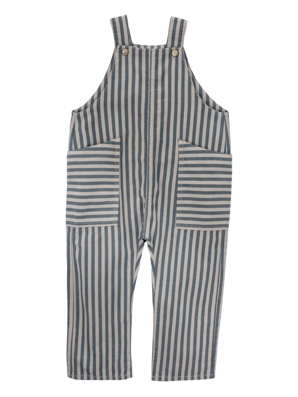 Knot Gestreepte katoenen overall Blauw