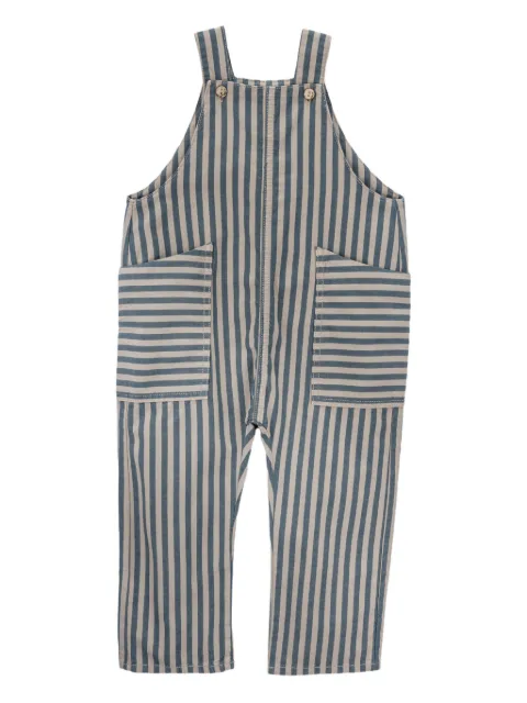 Knot striped cotton overalls