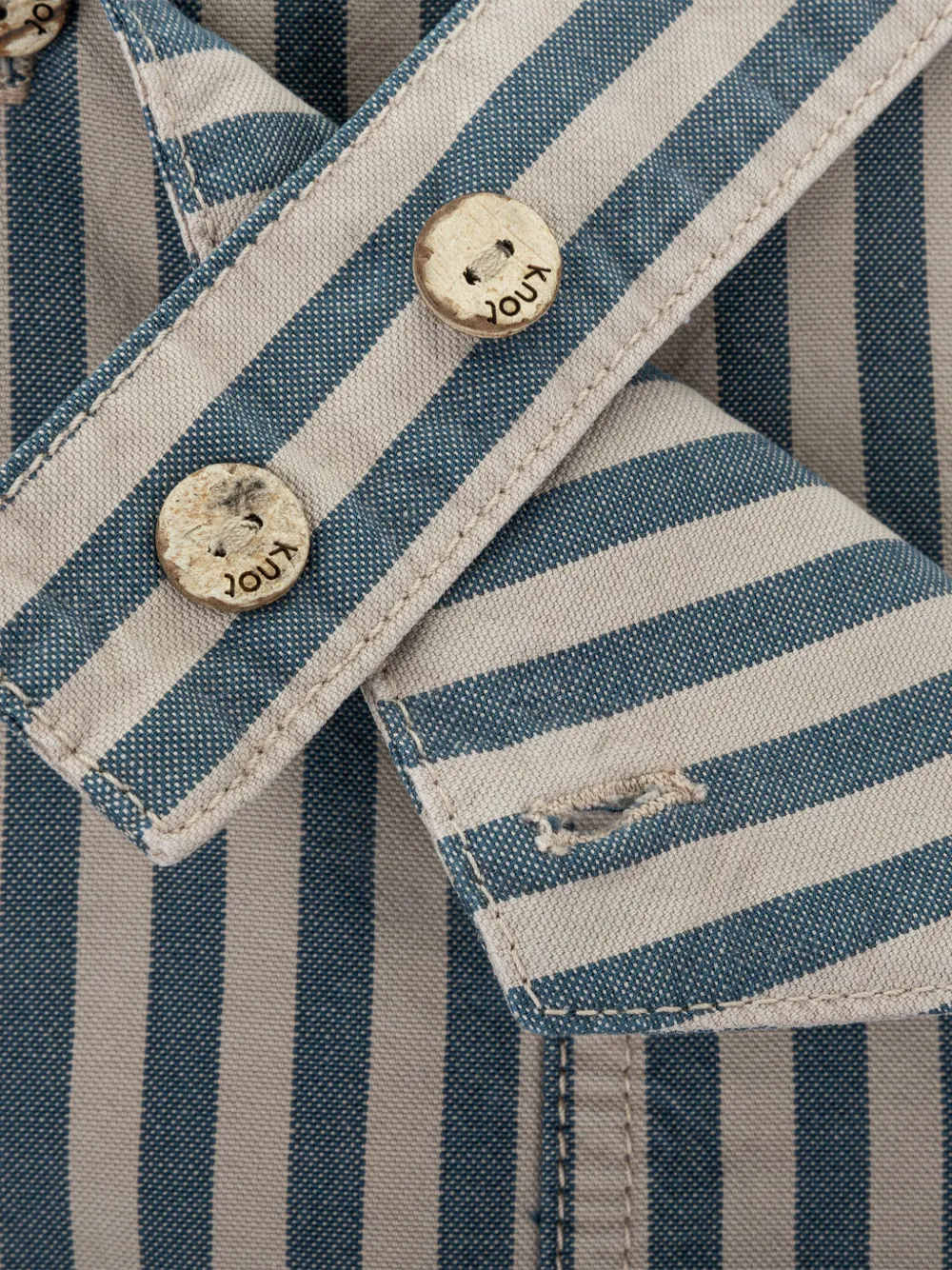 Knot Gestreepte katoenen overall Blauw
