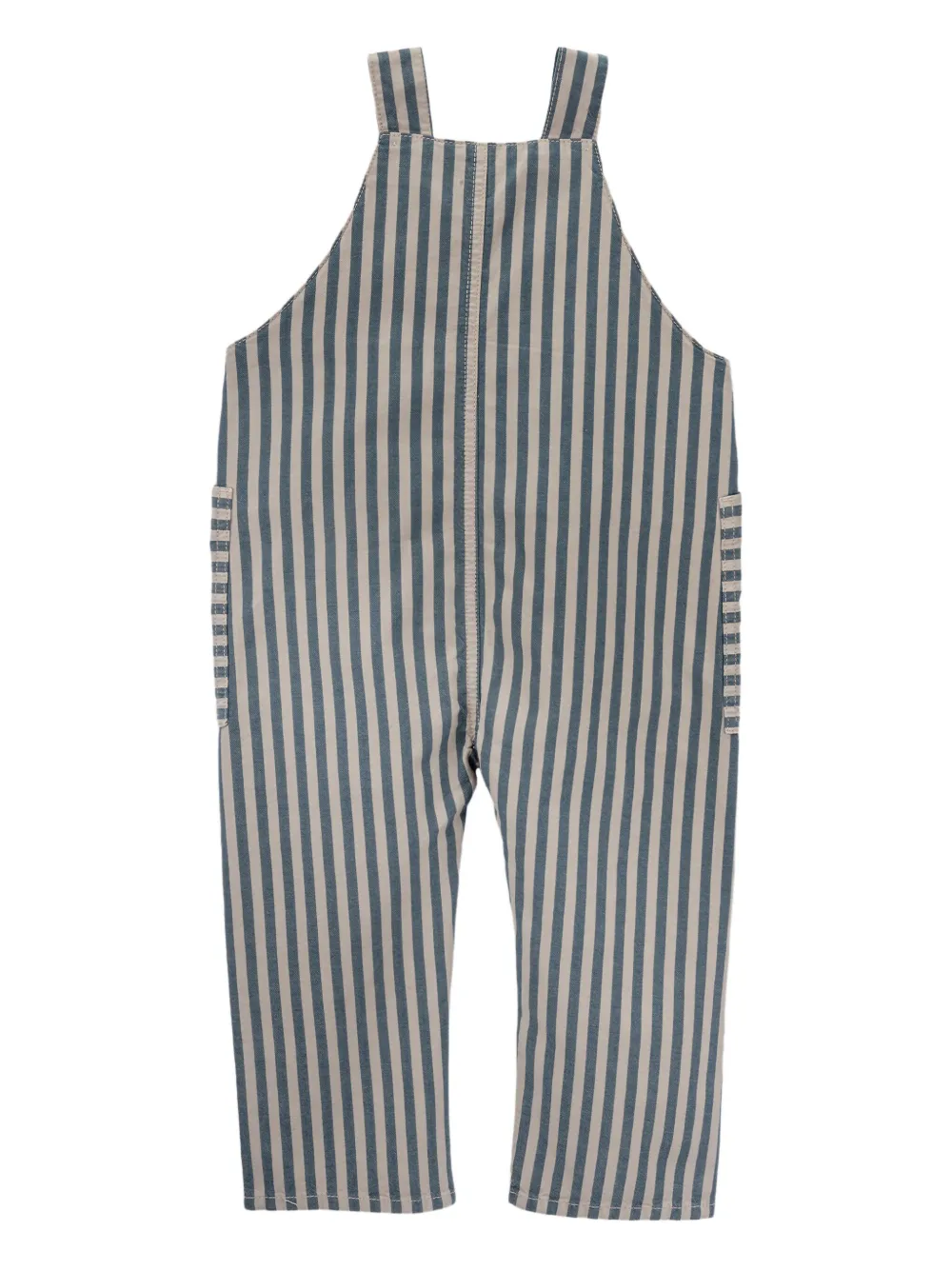 Knot Gestreepte katoenen overall Blauw