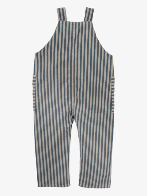 Knot striped cotton overalls