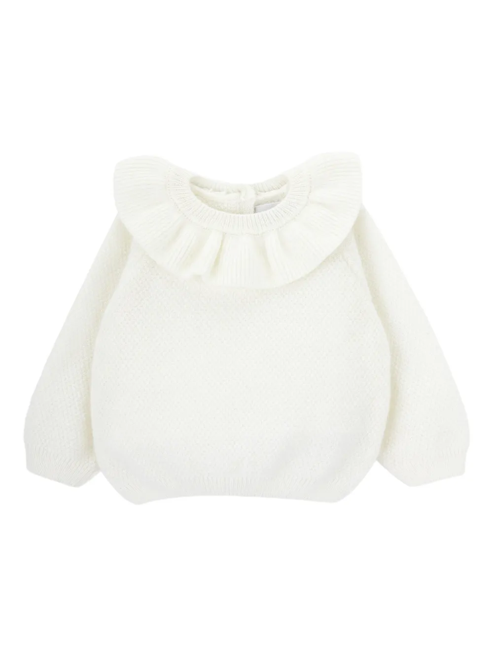 Knot Maglione Milkie Fluff con ruches sullo scollo - Bianco