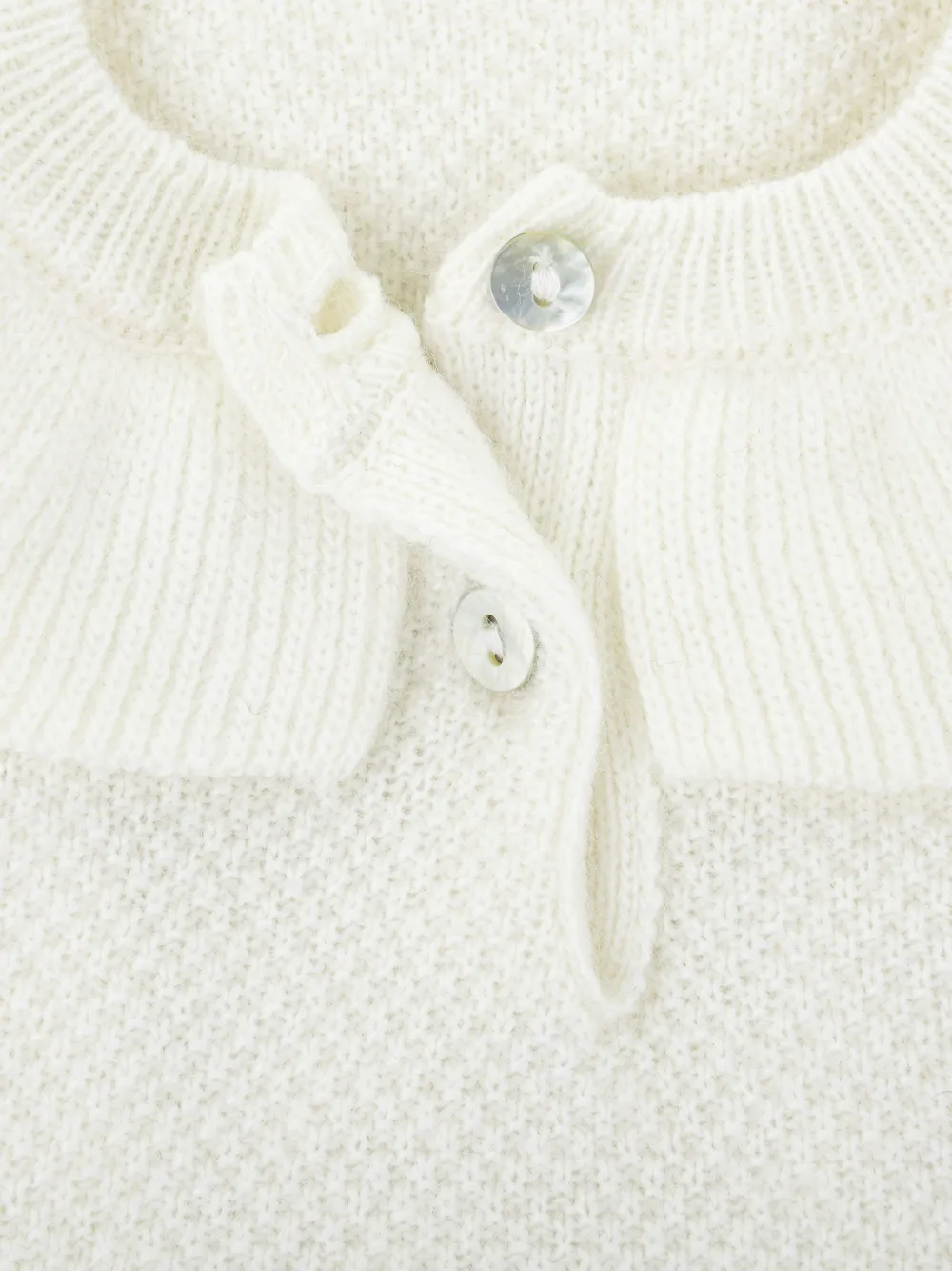 Knot Milkie Fluff Ruffled-collar Sweater In White