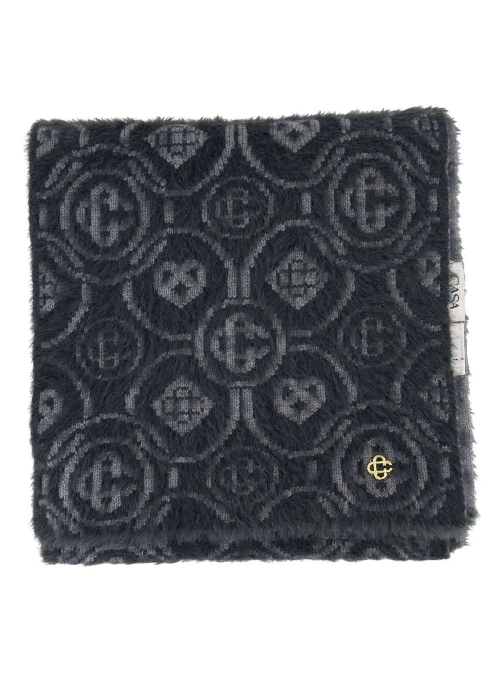Casablanca monogram-pattern scarf - グレー Casablanca monogram-pattern scarf - グレー