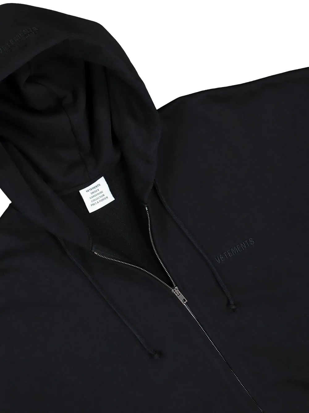 VETEMENTS Hoodie met logo en rits Zwart