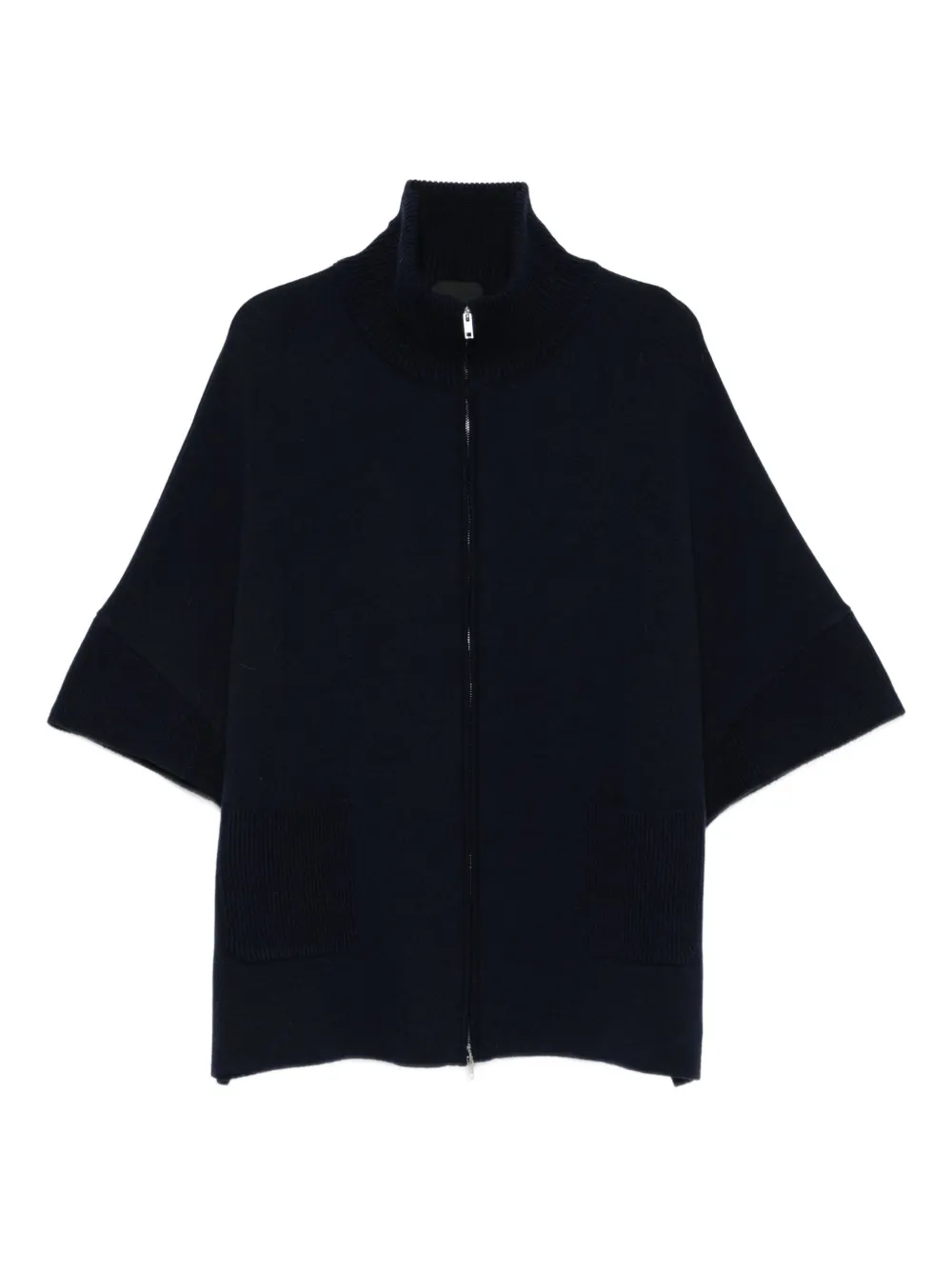 Anne Claire High-neck Zip-front Jacket In Blue