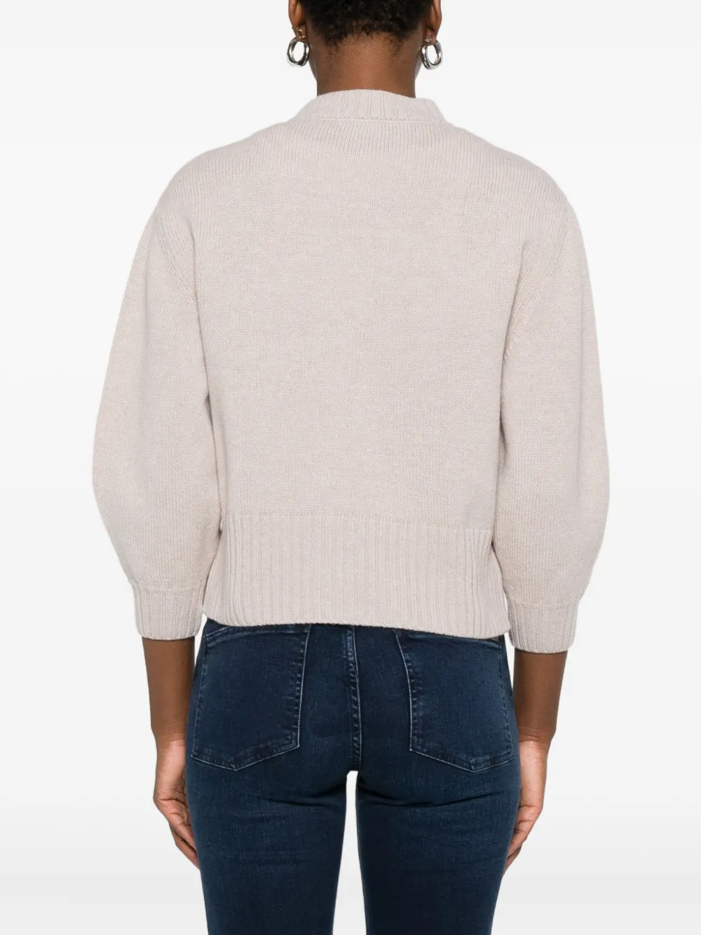 Anne Claire Crew-neck Cardigan In Neutral