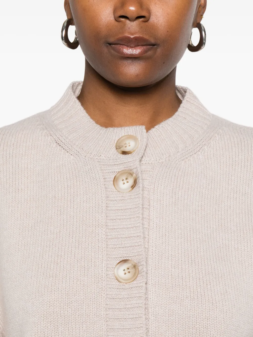 Anne Claire Crew-neck Cardigan In Neutral