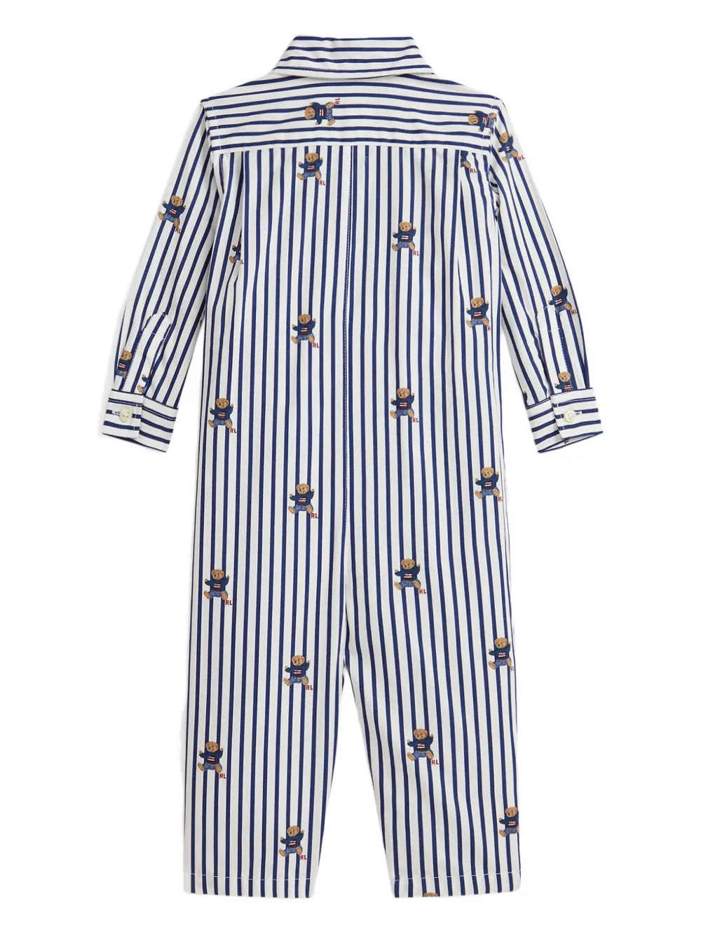 POLO RALPH LAUREN KIDS bear-print striped romper - Wit