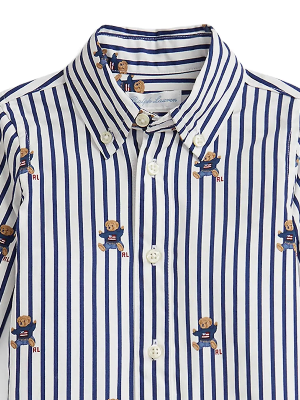 Polo Ralph Lauren Bear-print Striped Romper In White