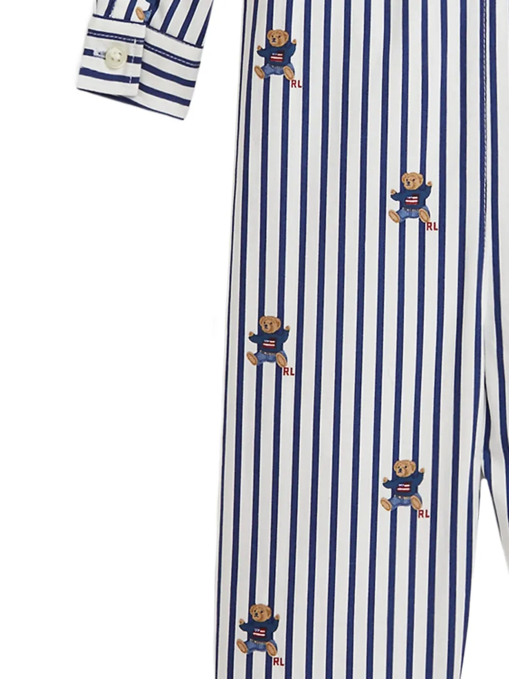 Polo Ralph Lauren Bear-print Striped Romper In White