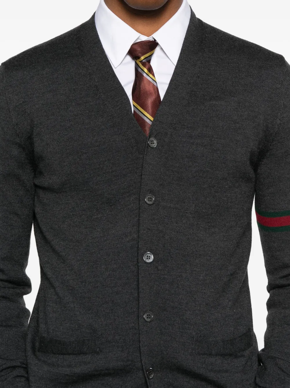 Gucci Striped-sleeve V-neck Cardigan In Multi