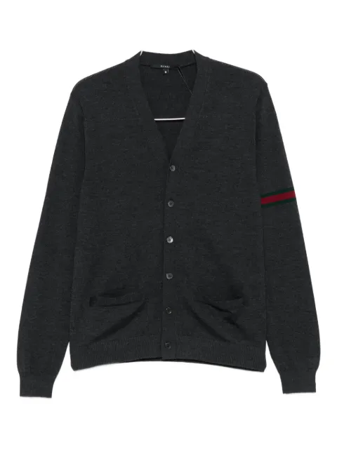 Gucci striped-sleeve V-neck cardigan