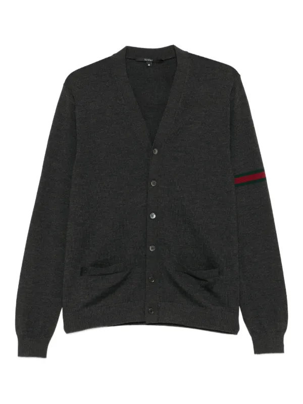 GUCCI ストライプカーディガン Mサイズ Gucci ストライプスリーブ カーディガン | グレー | FARFETCH JP