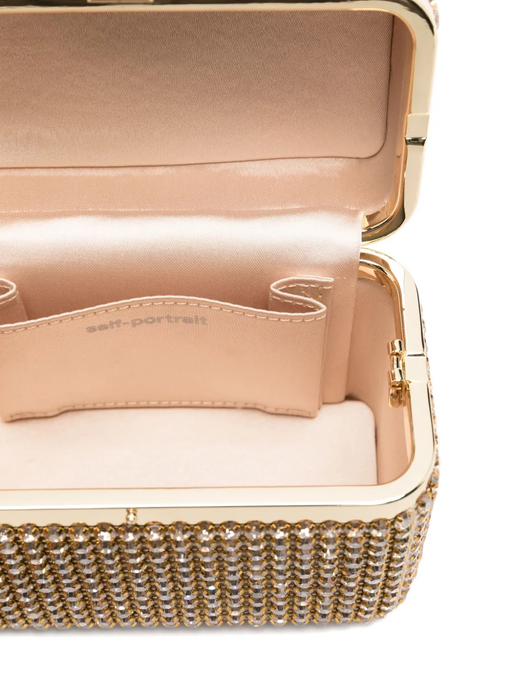 Self-Portrait crystal-embellished bow-detail mini bag Geel