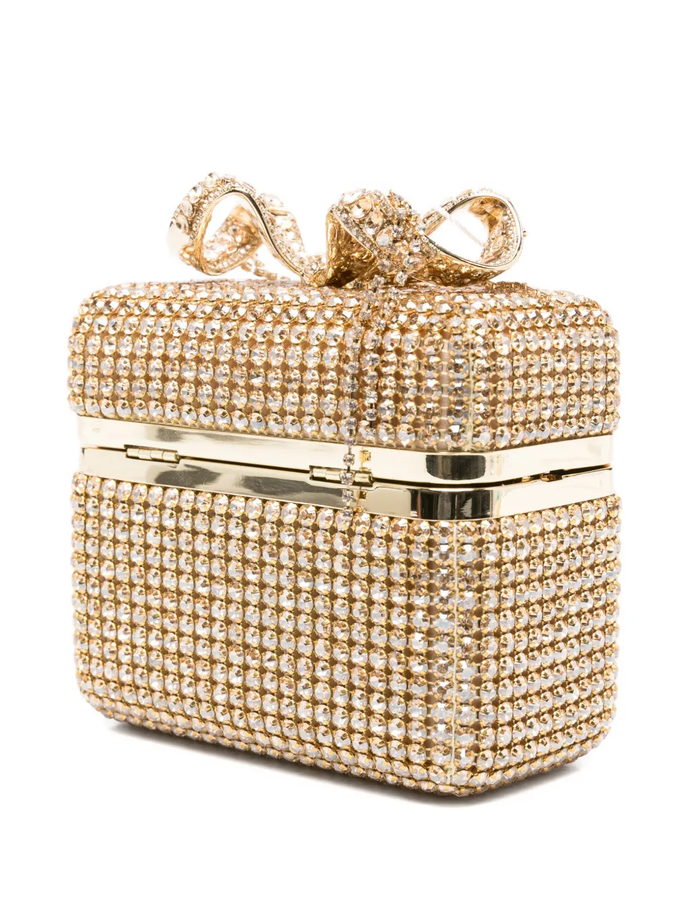 Self-Portrait crystal-embellished bow-detail mini bag Geel