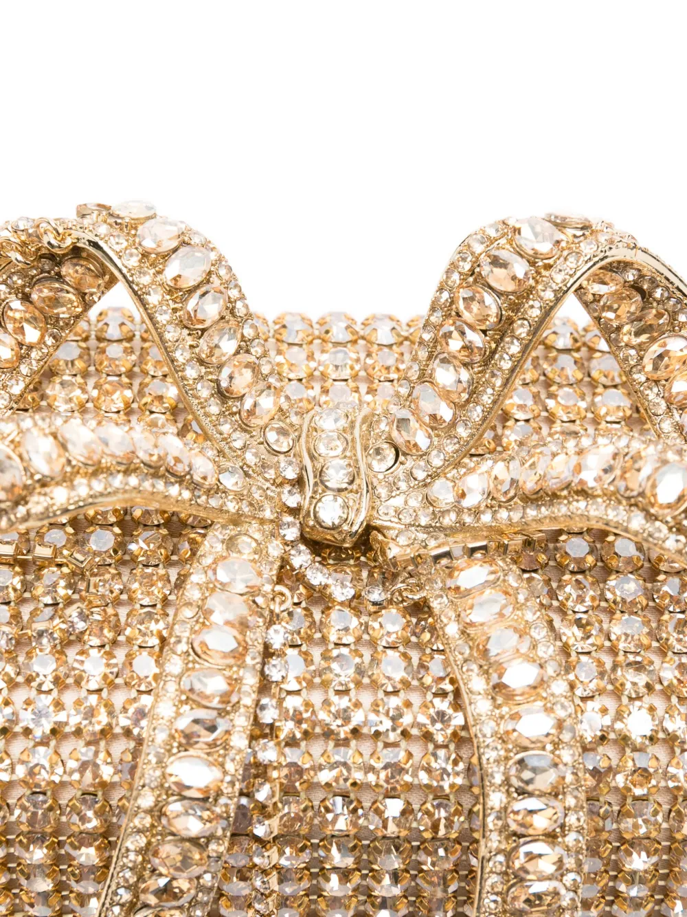 Self-Portrait crystal-embellished bow-detail mini bag Geel