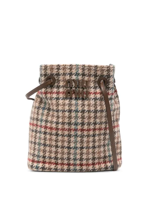 Miu Miu checked logo-appliqué cross body bag