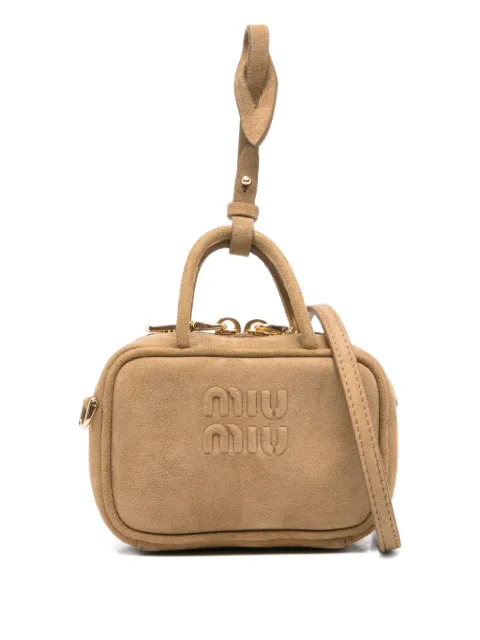 Miu Miu logo-embossed suede mini bag