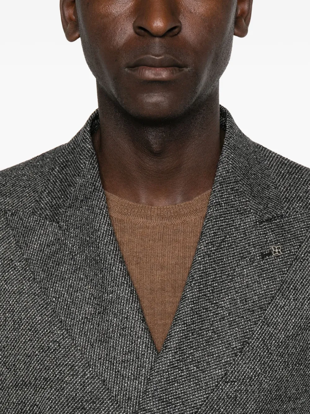 Tagliatore Diagonal-pattern Double-breasted Blazer In Gray