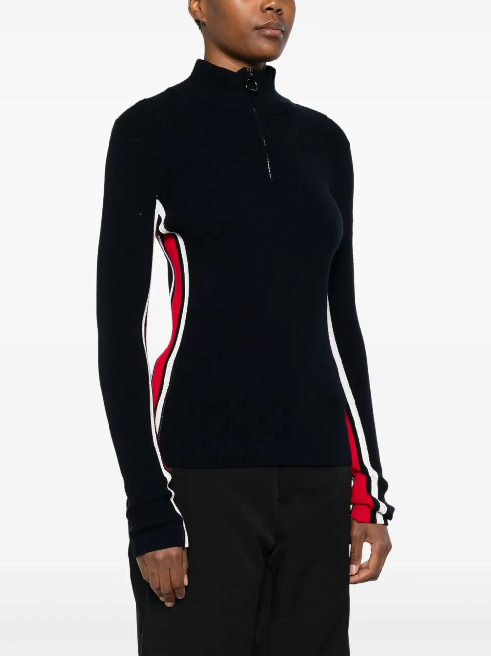 Fusalp Side-stripe Zip-neck Ski Top In Black